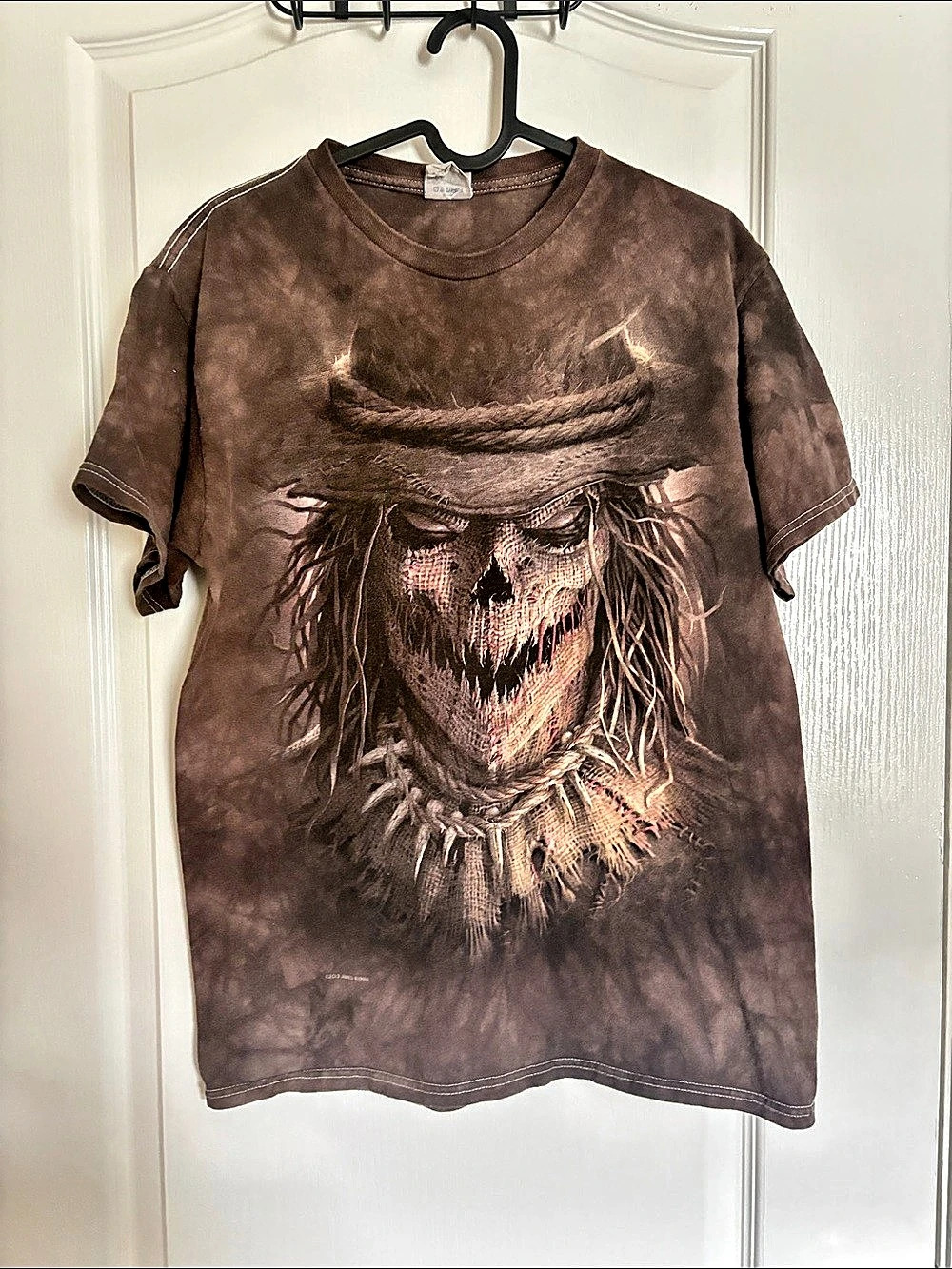 Vintage Delta Scarecrow Graphic Tee by James Roman in Brown & Black Tie-dye